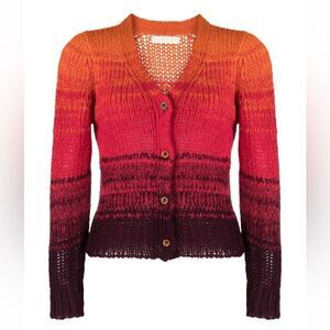 Ulla Johnson Orange and Red Gradient Cardigan